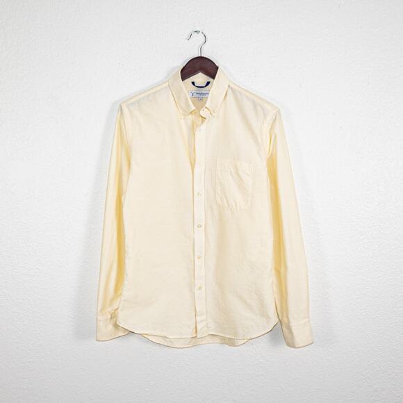Teddy Stratford NYC Men's Button zip Button Down Shirt In Yellow size 1 - Picture 1 of 9